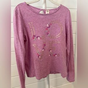 OshKosh B'gosh Purple Long Sleeve Shirt with Floral Love Design